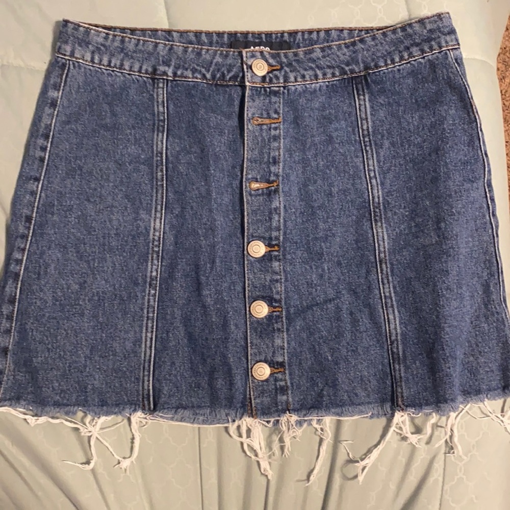 high rise jean skirt